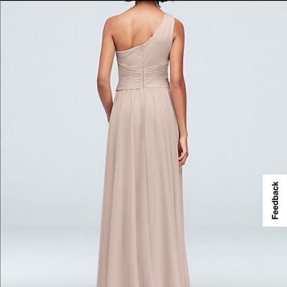 David's Bridal One Shoulder Mesh Bridesmaid Dress - Picture 3 of 9